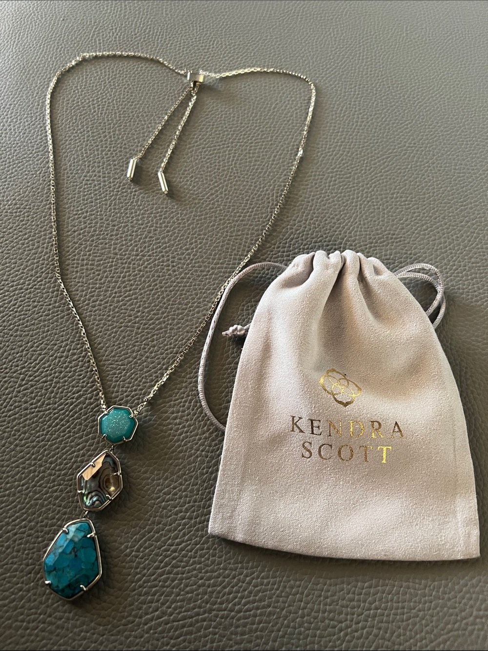 Kendra Scott Turquoise Multi-Stone Pendant Necklace -gold